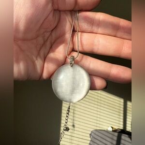 Silver disc choker style necklace